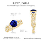 Rosec Jewels-Designer 2.7 Carat Lab Grown Blue Sapphire Engagement Ring with Diamond Criss Cross Shank