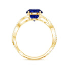 Designer 2.7 Carat Lab Grown Blue Sapphire Engagement Ring with Diamond Criss Cross Shank AAAA - Rosec Jewels
