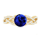 Rosec Jewels-Designer 2.7 Carat Lab Grown Blue Sapphire Engagement Ring with Diamond Criss Cross Shank