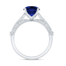 Vintage Style 2.7 Carat Lab Grown Blue Sapphire Engagement Ring with Diamond AAAA - Rosec Jewels