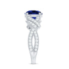 Designer 2.7 Carat Lab Grown Blue Sapphire Statement Engagement Ring with Diamond AAAA - Rosec Jewels