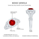 Antique Looking Lab Grown Ruby Engagement Ring with Diamond Halo AAAA - Rosec Jewels