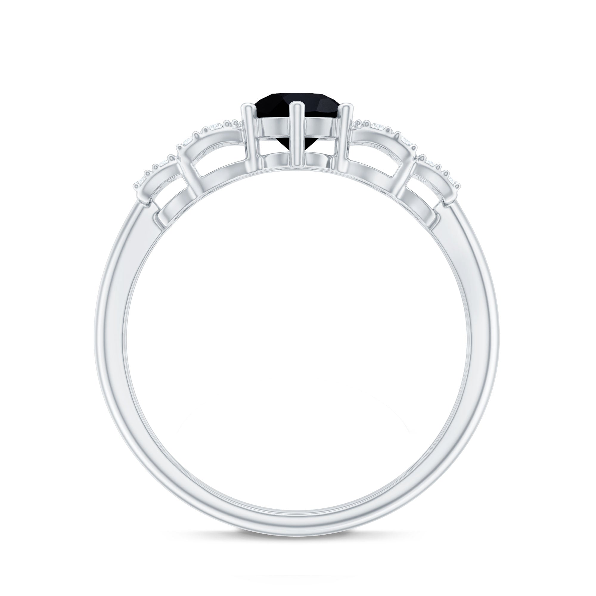Certified 0.84 Carat Lab Grown Black Diamond Solitaire Engagement Ring with White Diamond AAAA ( Synthetic ) - Rosec Jewels