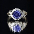 Rosec Jewels-Certified Lab Grown Blue Sapphire Antique engagement ring with Diamond