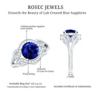 Rosec Jewels-Certified Lab Grown Blue Sapphire Antique engagement ring with Diamond