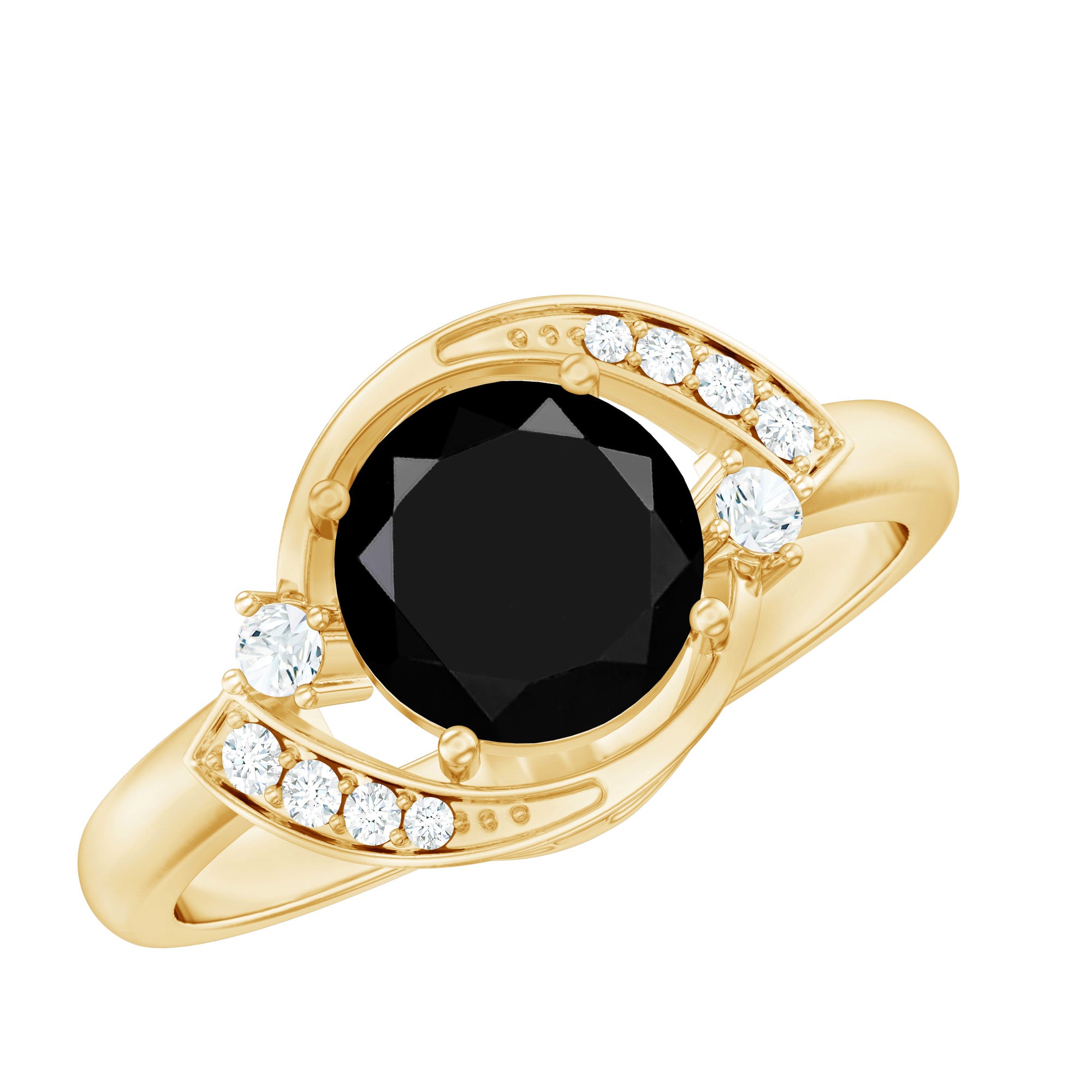 2 Carat Lab Grown Black and White Diamond Engagement Ring for Women AAAA ( Synthetic ) - Rosec Jewels