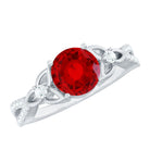 Certified Lab Created Ruby Solitaire Engagement Ring with Diamonds AAAA - Rosec Jewels