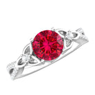 Certified Lab Created Ruby Solitaire Engagement Ring with Diamonds AAAA - Rosec Jewels