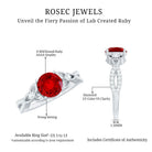 Certified Lab Created Ruby Solitaire Engagement Ring with Diamonds AAAA - Rosec Jewels