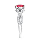 Certified Lab Created Ruby Solitaire Engagement Ring with Diamonds AAAA - Rosec Jewels