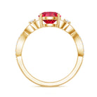 Certified Lab Created Ruby Solitaire Engagement Ring with Diamonds AAAA - Rosec Jewels