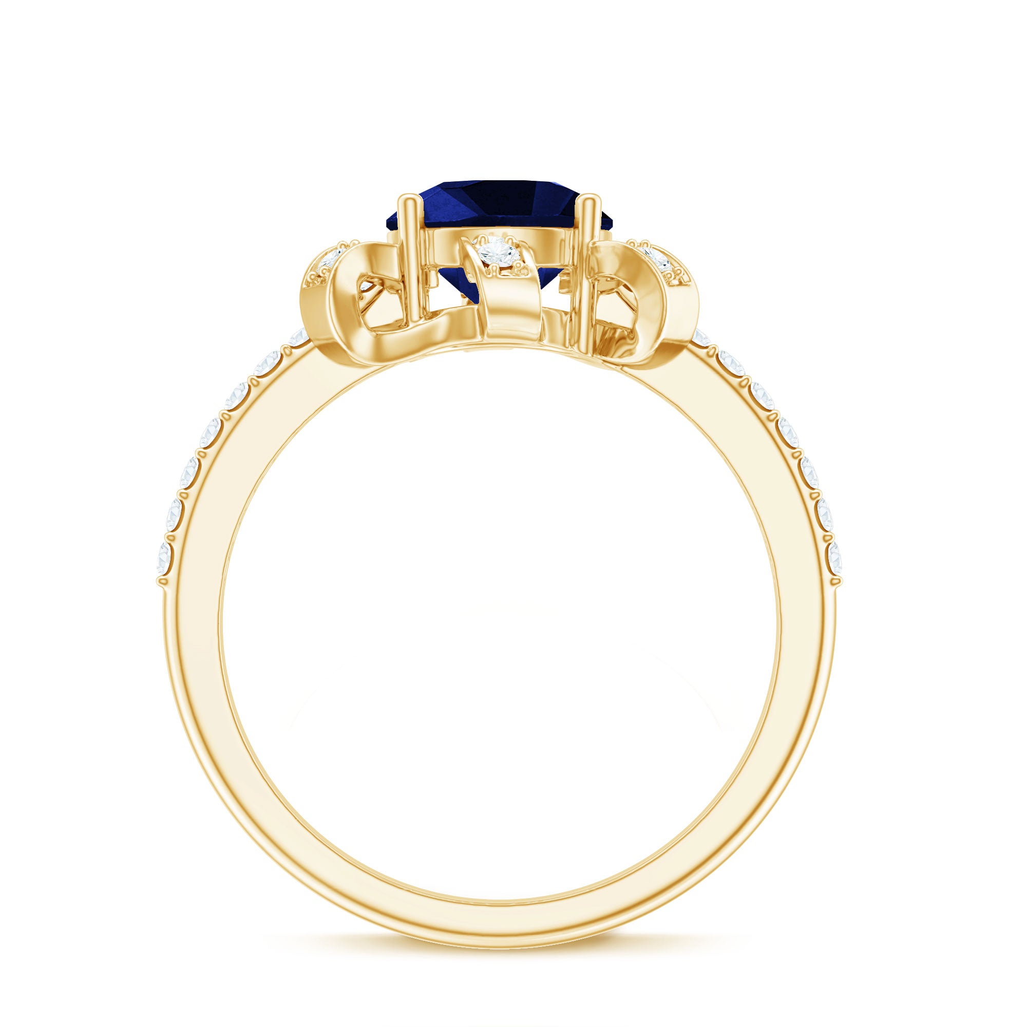 Nature Inspired 2.7 Carat Lab Grown Blue Sapphire Diamond Engagement Ring AAAA - Rosec Jewels