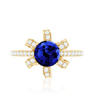 Nature Inspired 2.7 Carat Lab Grown Blue Sapphire Diamond Engagement Ring AAAA - Rosec Jewels