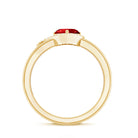 6 MM Lab Grown Ruby Heart Engagement Ring with Diamond Halo AAAA - Rosec Jewels