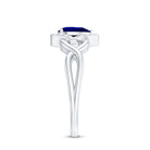 Certified 1.6 Carat Lab Grown Blue Sapphire Diamond Teardrop Engagement Ring with Crossover Shank AAAA - Rosec Jewels