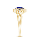 Certified 1.6 Carat Lab Grown Blue Sapphire Diamond Teardrop Engagement Ring with Crossover Shank AAAA - Rosec Jewels