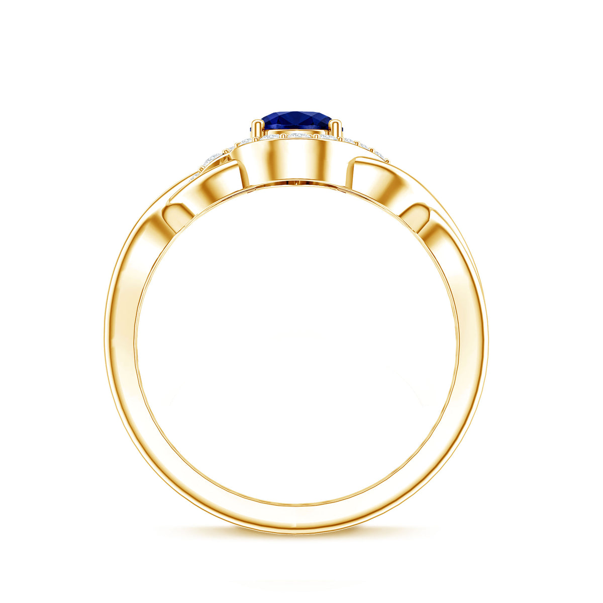 Certified 1.6 Carat Lab Grown Blue Sapphire Diamond Teardrop Engagement Ring with Crossover Shank AAAA - Rosec Jewels