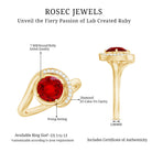 Certified 7MM Lab Created Ruby Engagement Ring with Diamond Half Halo AAAA - Rosec Jewels