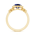 Certified 2.7 Carat Lab Grown Blue Sapphire Halo Engagement Ring with Diamond Flower AAAA - Rosec Jewels