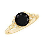 Certified 2 Carat Lab Grown Black Diamond Solitaire Engagement Ring with White Diamond AAAA ( Synthetic ) - Rosec Jewels