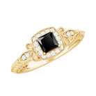 Vintage Looking 1 Carat Lab Grown Black and White Diamond Engagement Ring AAAA ( Synthetic ) - Rosec Jewels