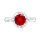 Lab Grown Ruby and Diamond Engagement Ring with Twisted Rope Design AAAA - Rosec Jewels