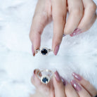 Certified Lab Grown Black Diamond Engagement Ring with Diamond Accent AAAA ( Synthetic ) - Rosec Jewels