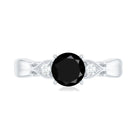 Certified 1.3 Carat Lab Grown Black Diamond Engagement Ring with White Diamond AAAA ( Synthetic ) - Rosec Jewels