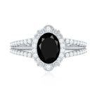Rosec Jewels-Vintage Style 1.9 Carat Lab Grown Black Diamond Oval Engagement Ring with Diamond Halo