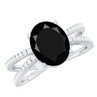 4.2 Carat Lab Grown Black Diamond Statement Engagement Ring with White Diamond AAAA ( Synthetic ) - Rosec Jewels