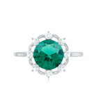 Lab Grown Emerald Designer Flower Engagement Ring AAAA - Rosec Jewels