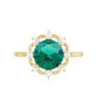 Lab Grown Emerald Designer Flower Engagement Ring AAAA - Rosec Jewels