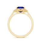 Art Deco 1.5 Carat Lab Grown Blue Sapphire Princess Cut Engagement Ring with Diamond AAAA - Rosec Jewels