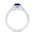 Certified 2.7 Carat Lab Grown Blue Sapphire Engagement Ring with Diamond for Women AAAA - Rosec Jewels