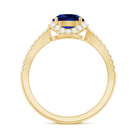 Certified 2.7 Carat Lab Grown Blue Sapphire Engagement Ring with Diamond for Women AAAA - Rosec Jewels
