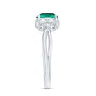Certified Lab Grown Emerald Trio Engagement Ring with Diamond AAAA - Rosec Jewels
