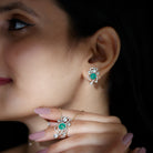 Designer Polki Diamond and Created Emerald Necklace and Earrings - Rosec Jewels