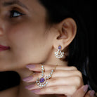 Oval Tanzanite and Polki Drop Jewelry Set with Diamond - Rosec Jewels