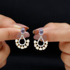 Polki Diamond and Tanzanite Teardrop Earrings in 18k Gold - Rosec Jewels