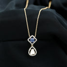 Dangle Drop Necklace with Polki Diamond and Tanzanite - Rosec Jewels