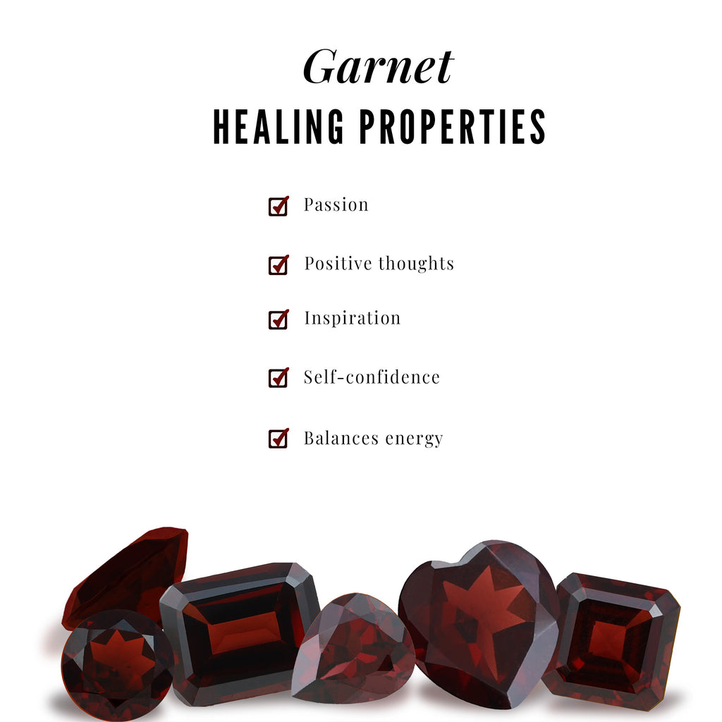 Solitaire Garnet Split Shank Engagement Ring with Diamond Garnet - ( AAA ) - Quality - Rosec Jewels