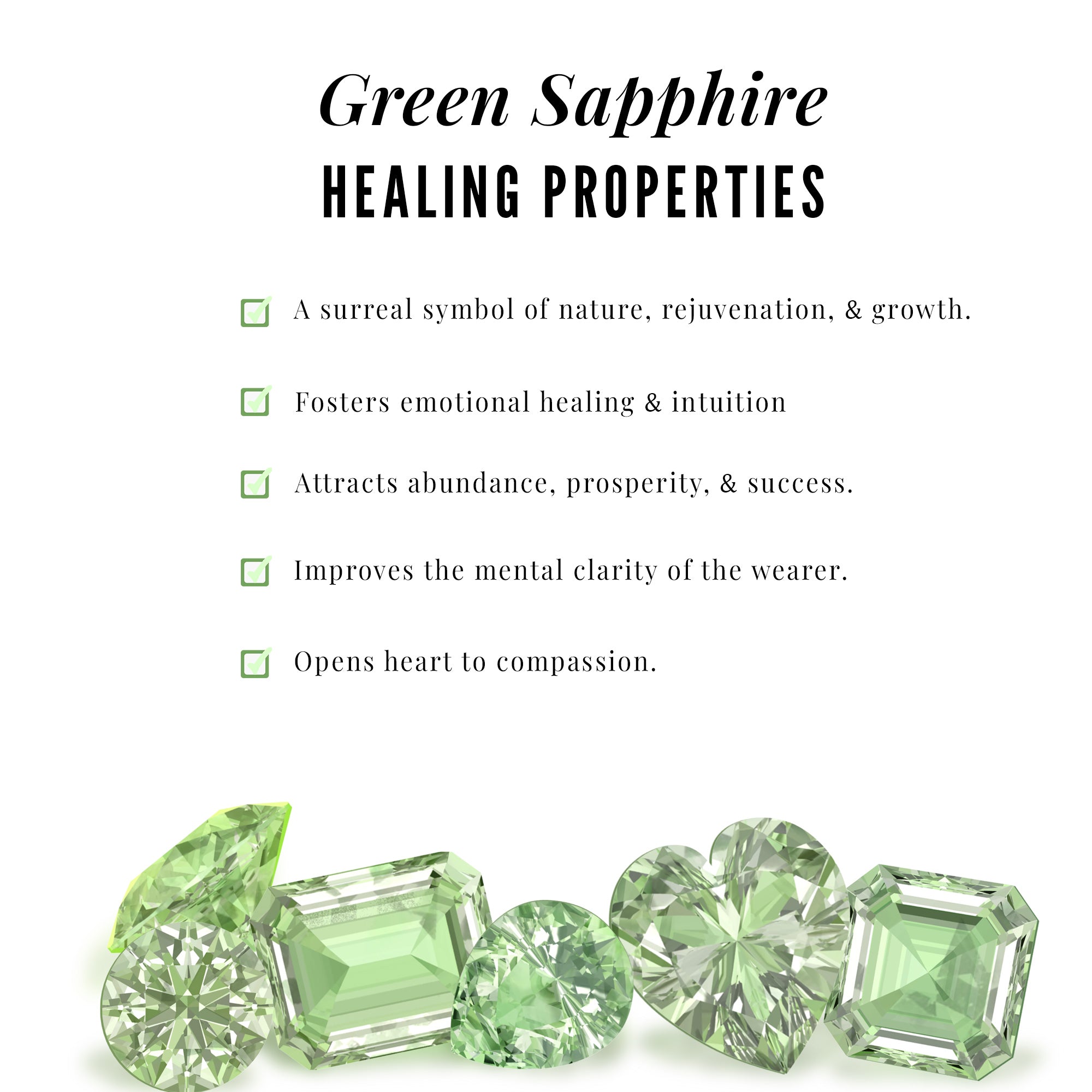 Gypsy Set Green Sapphire Heart Stud Earrings Green Sapphire - ( AAA ) - Quality - Rosec Jewels