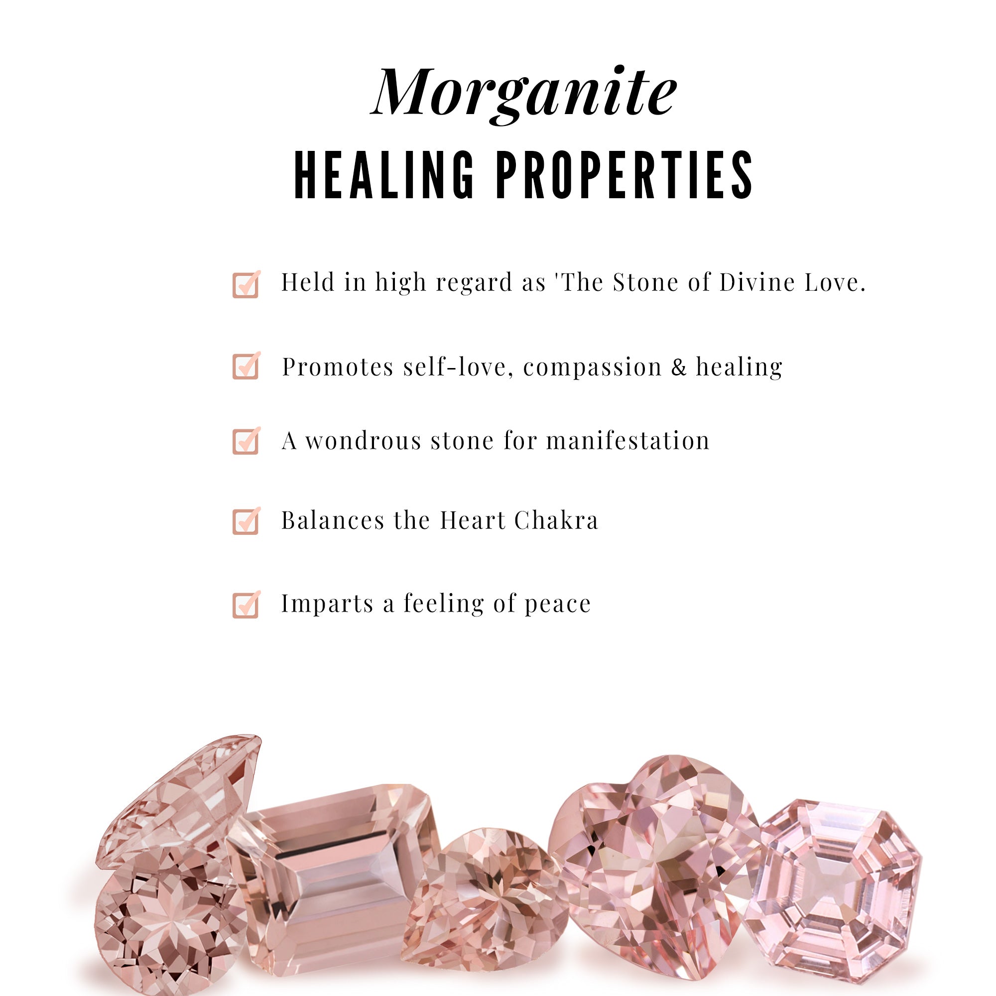Genuine Morganite and Diamond Stackable Ring Set Morganite - ( AAA ) - Quality - Rosec Jewels