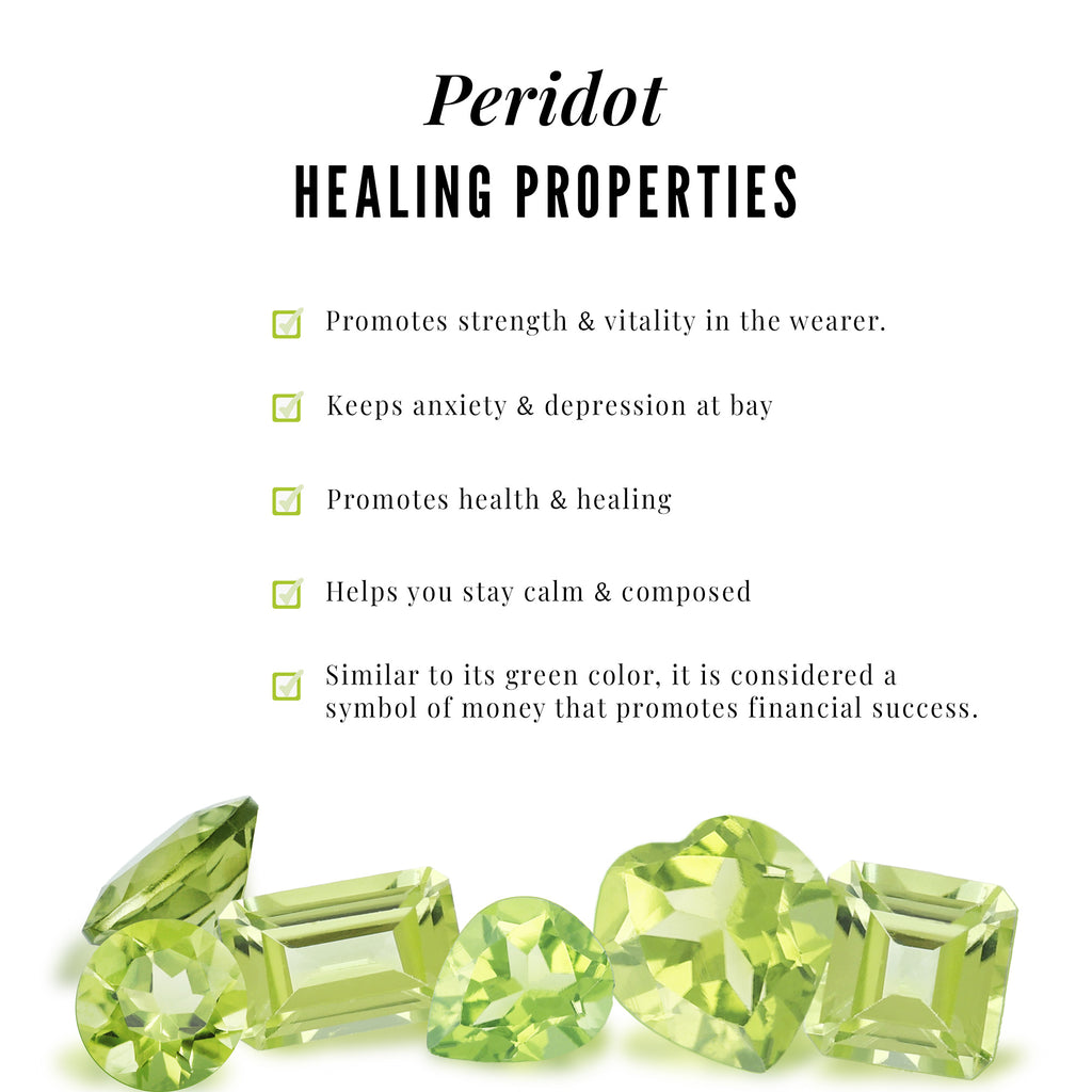 Emerald Cut Peridot and Diamond Solitaire Engagement Ring Peridot - ( AAA ) - Quality - Rosec Jewels