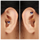 Marquise Blue Sapphire Butterfly Helix Earring with Moissanite Blue Sapphire - ( AAA ) - Quality - Rosec Jewels