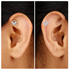 Unique Marquise Moissanite Floral Earring for Helix Piercing Moissanite - ( D-VS1 ) - Color and Clarity - Rosec Jewels