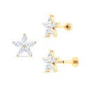 Marquise Moissanite Flower Cartilage Earring in Gold Moissanite - ( D-VS1 ) - Color and Clarity - Rosec Jewels