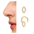 Marquise Diamond Simple Nose Stud in Bezel Setting Diamond - ( HI-SI ) - Color and Clarity - Rosec Jewels