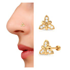 Simple Diamond Flower Nose Stud in Gold Diamond - ( HI-SI ) - Color and Clarity - Rosec Jewels