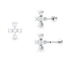 Pear and Round Moissanite Cross Cartilage Earring Moissanite - ( D-VS1 ) - Color and Clarity - Rosec Jewels